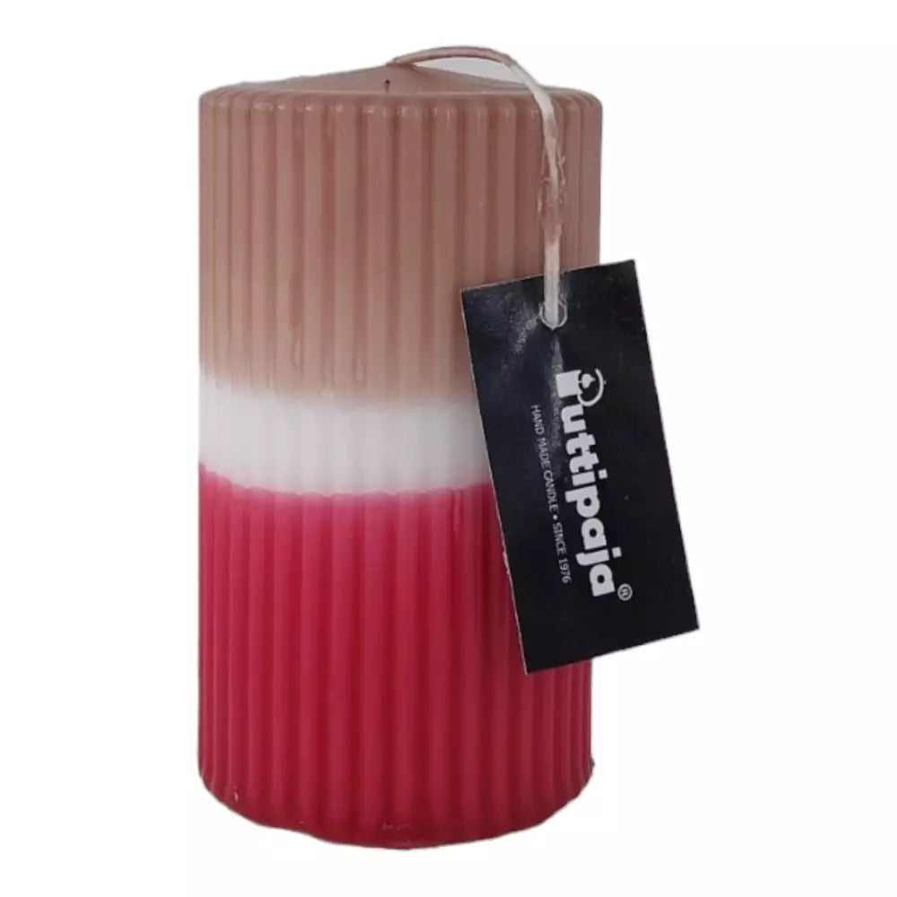 Puttipaja raidallinen kynttilä kaakao/viini 12 cm / 45 h