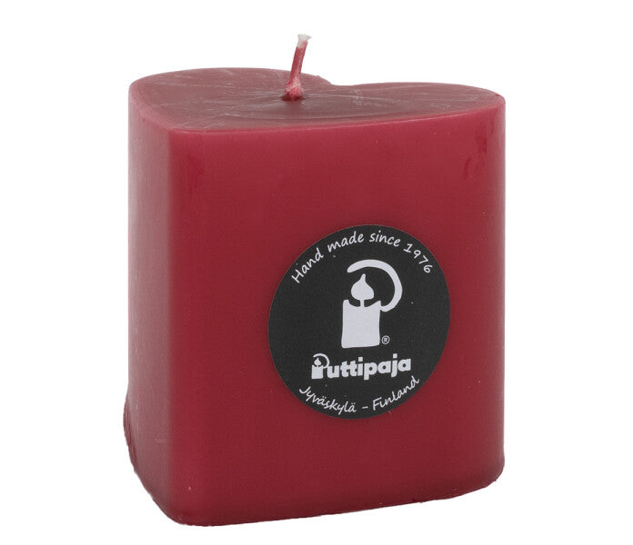 Puttipaja sydänkynttilä viininpunainen 8cm/35h