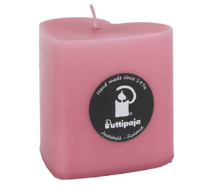Puttipaja sydänkynttilä vanha roosa 8cm/35h