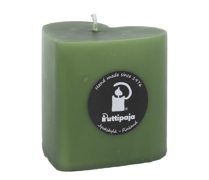 Puttipaja sydänkynttilä sammaleenvihreä 8cm/35h