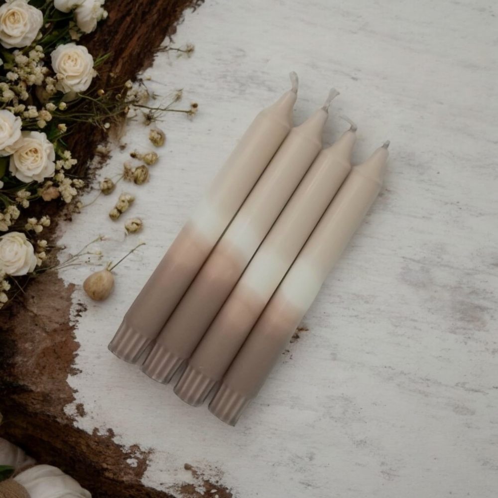 Puttipaja dip dye -kruunukynttilä kaakao-puuteri-harmaa 20 cm