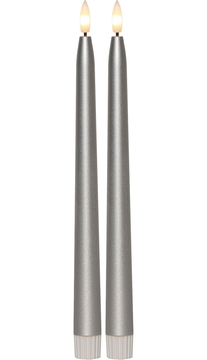 Star Trading Flamme Metal LED kruunukynttilä hopea 28,5 cm / 2kpl