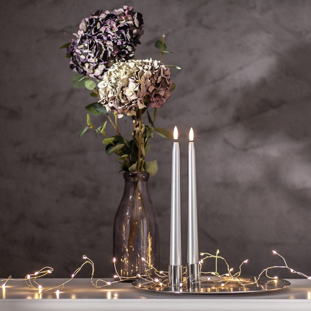 Star Trading Flamme Metal LED kruunukynttilä hopea 28,5 cm / 2kpl