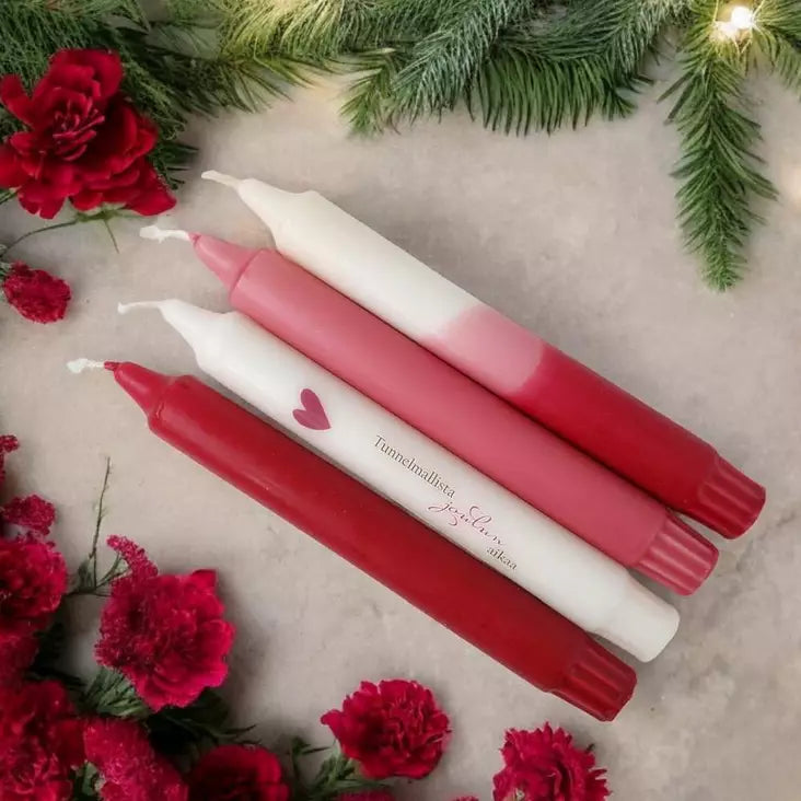 Puttipaja kruunukynttilät punainen  4 kpl - Tunnelmallista joulun aikaa