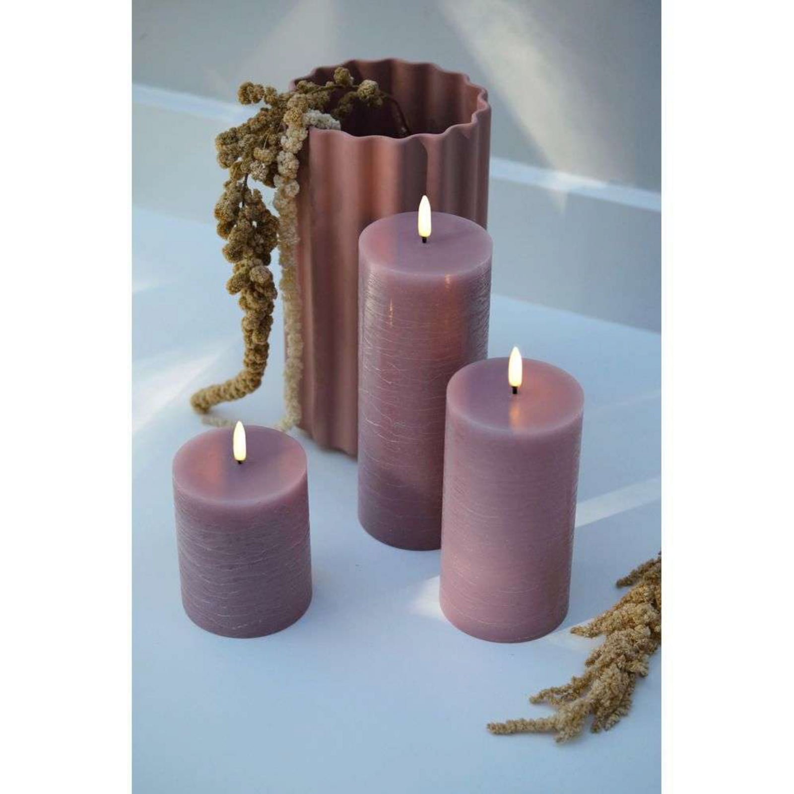 Uyuni LED-kynttilä rustic 7,8 x 15 cm - Dusty Rose