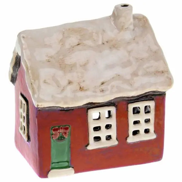 Village Pottery talolyhty punainen joulumaja 14 cm
